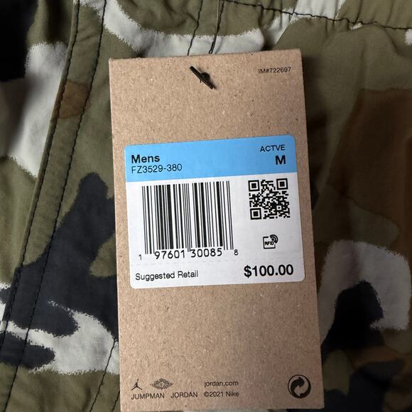 Nike Jordan MVP Men's Medium Camo Pants FZ3529-380 Light Olive/Sail NEW - Picture 3 of 4